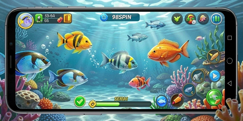 Tampilan screenshot gameplay Tembak Ikan 98SPIN yang seru.