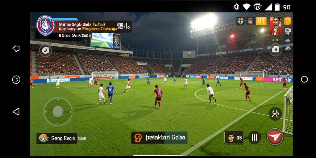 Tangkapan layar utama 9ET menunjukkan gameplay mendebarkan sepak bola.