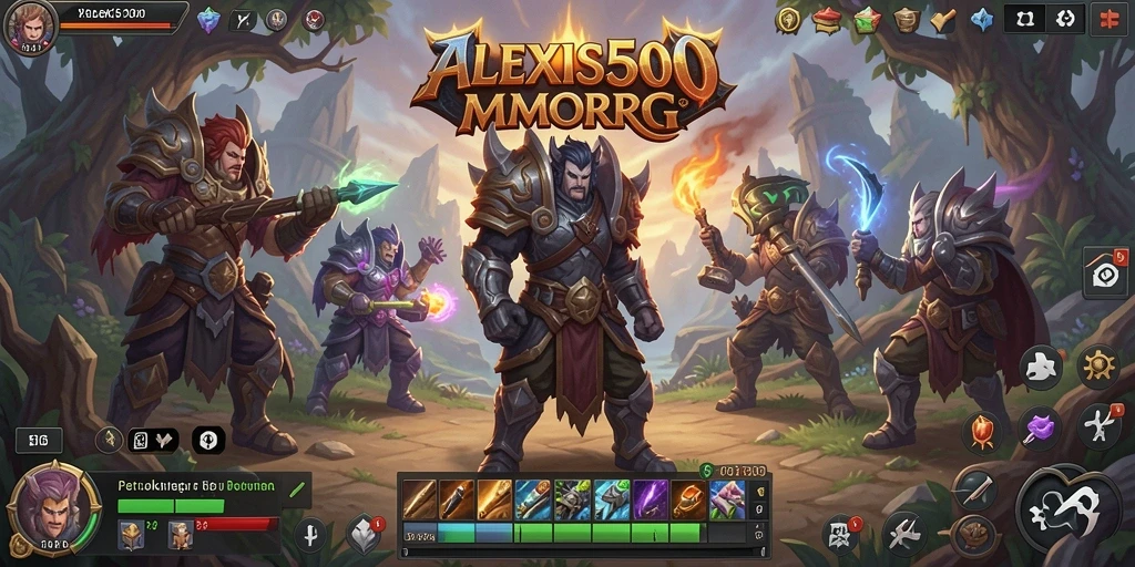 Tangkapan layar ALEXIS500 menunjukkan aksi seru dalam pertempuran MMORPG.