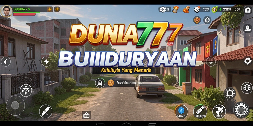 Tampilan utama gameplay <strong>DUNIA77</strong> yang menampilkan simulasi kehidupan yang membangun.