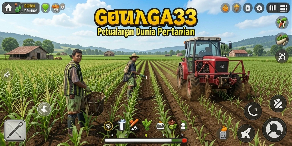 Tampilan gameplay menarik dari GIGA33 yang menunjukkan aktivitas bertani.