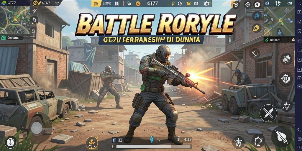 Screenshot gameplay GT777 menampilkan pertarungan intens di medan perang yang epik.