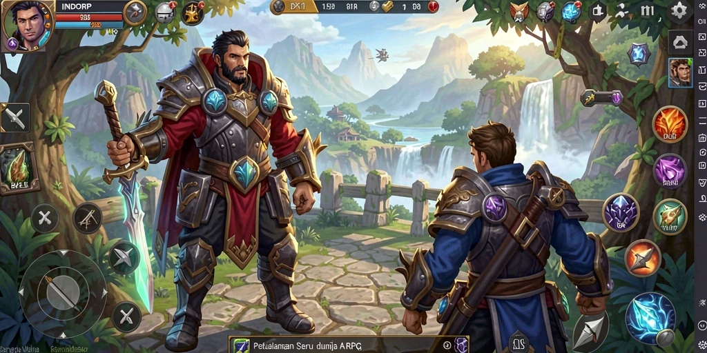 Screenshot gameplay <strong>INDORP</strong> yang menunjukkan pertempuran mendebarkan di dunia fantasi.