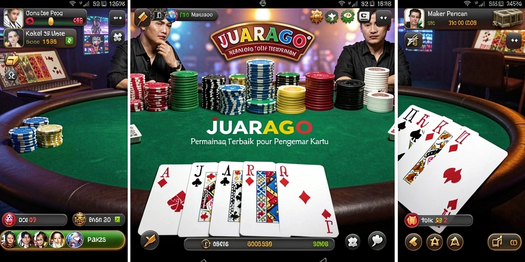 Screenshot gameplay JUARAGO menampilkan suasana permainan Poker yang seru.