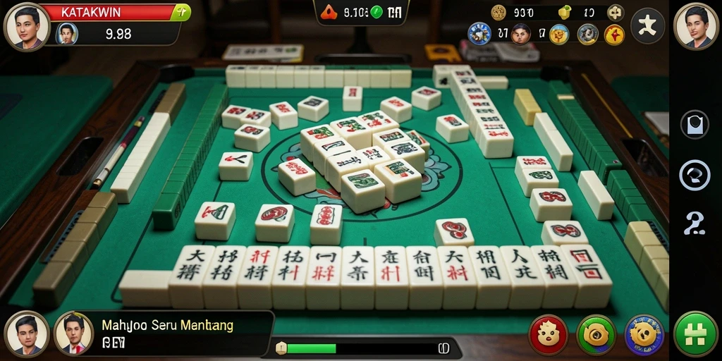 Screenshot gameplay KATAKWIN menampilkan aksi seru permainan Mahjong.