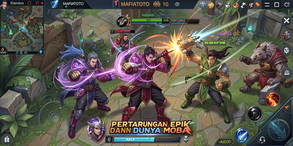 Tangkapan layar MAFIATOTO menampilkan aksi pertarungan menarik di arena MOBA.