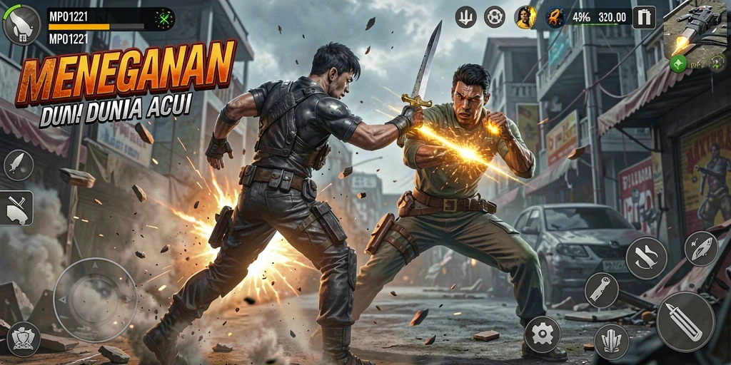 Screenshot MPO1221 menampilkan aksi pertarungan yang mendebarkan.