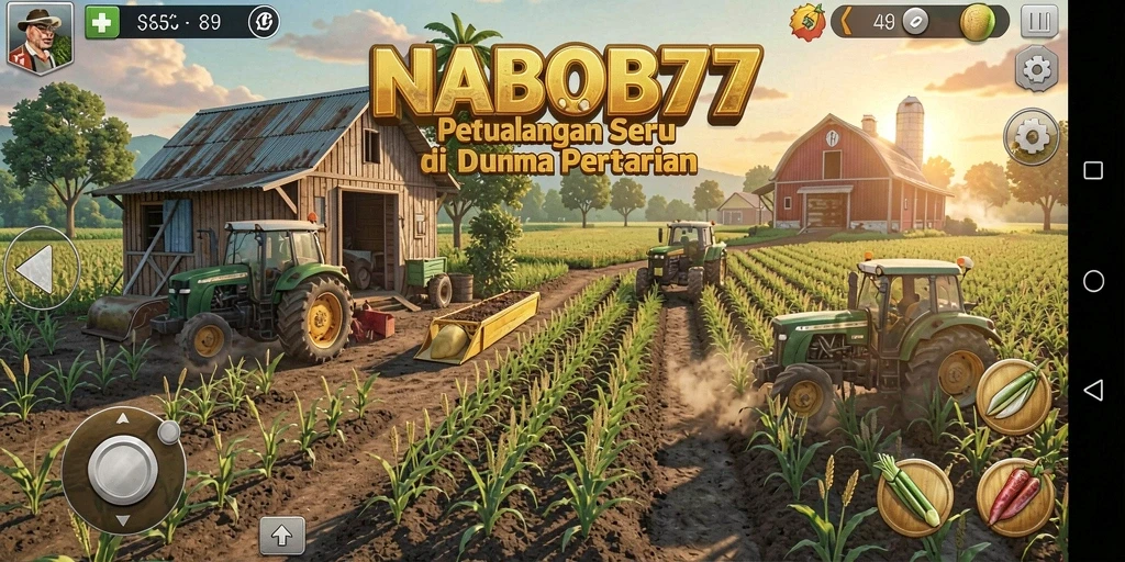 Tampilan gameplay NABOB77 yang menarik dan penuh warna saat bertani.