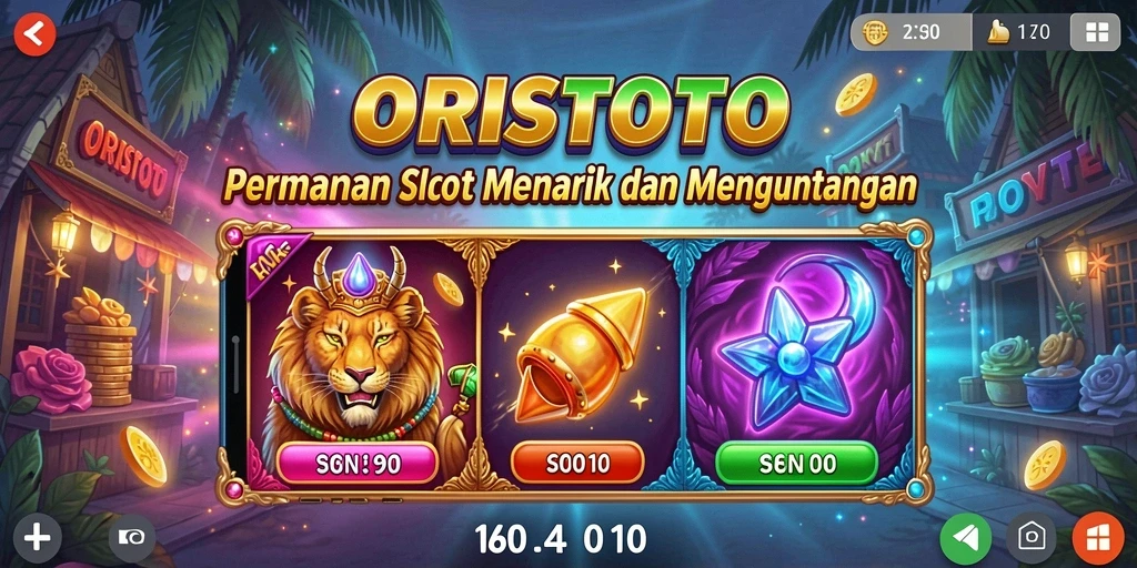 Screenshot gameplay ORISTOTO menampilkan putaran slot yang mengasyikkan.