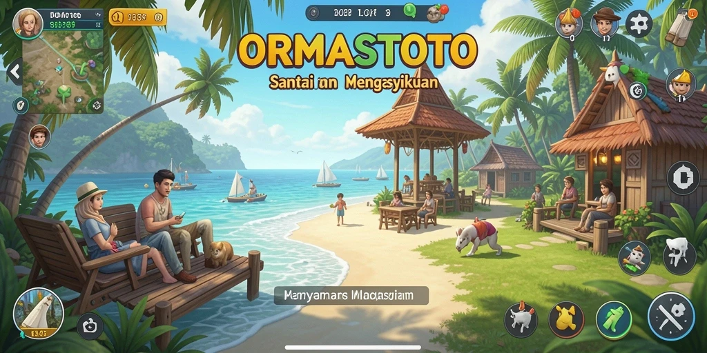 Tangkapan layar gameplay ORMASTOTO menampilkan momen seru dengan grafis cerah.