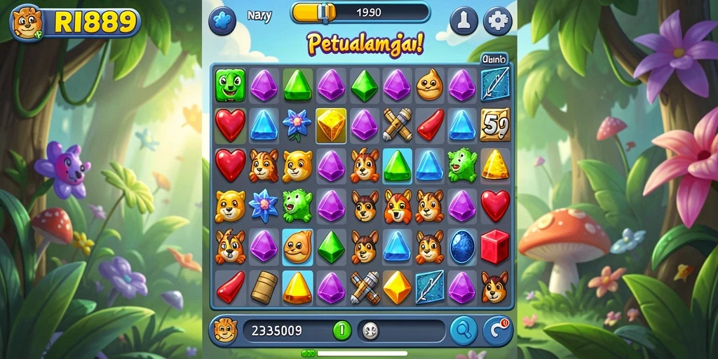 Tampilan gameplay seru dari RI889 yang penuh warna.