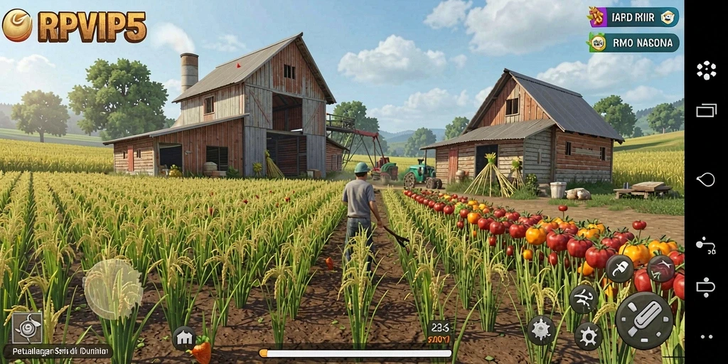 Tampilan gameplay RPVIP5 yang menarik dan seru dalam dunia pertanian.