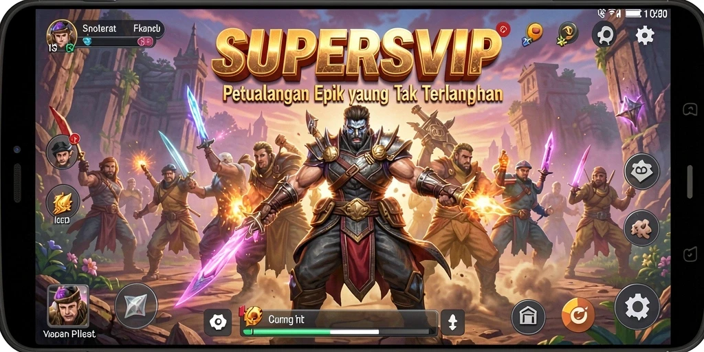 Tampilan gameplay SUPERSVIP dengan pemandangan petualangan yang menakjubkan.