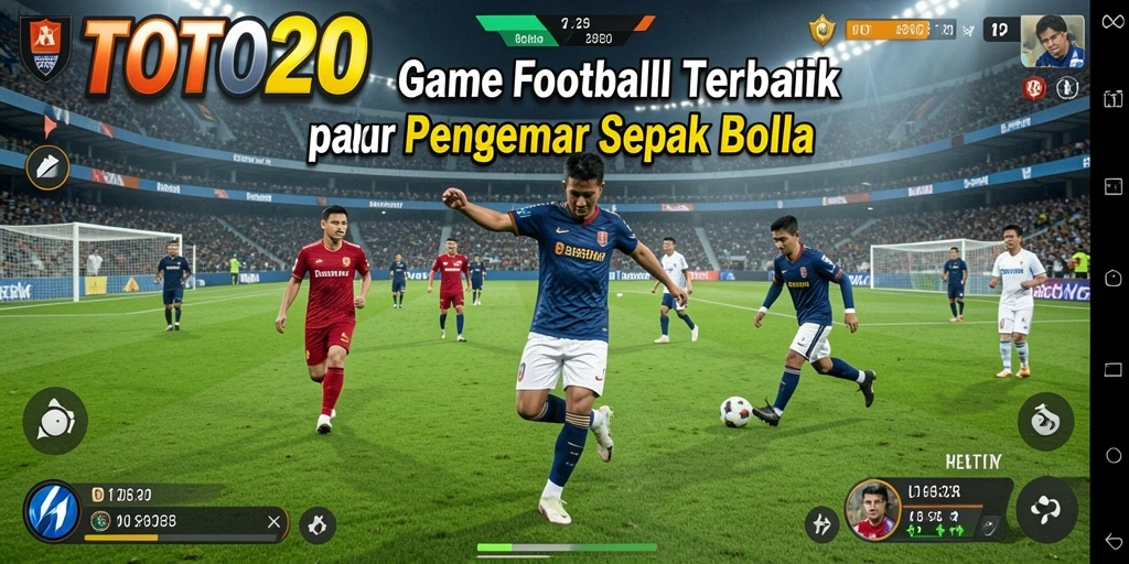 Screenshot TOTO20 menampilkan aksi seru dalam permainan sepak bola.