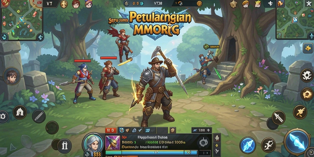 Screenshot gameplay VT38 menampilkan pertarungan seru dalam dunia MMORPG.