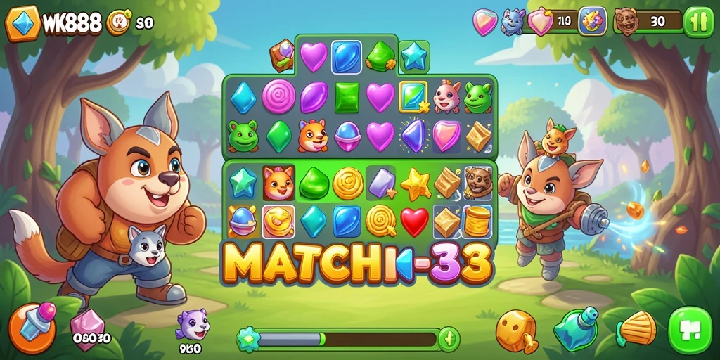 Tampilan gameplay seru di WK888 saat mencocokkan item.