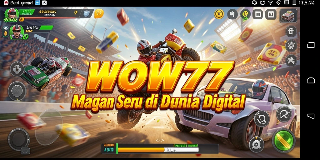 Gameplay seru di jalur balap dengan kendaraan cepat.